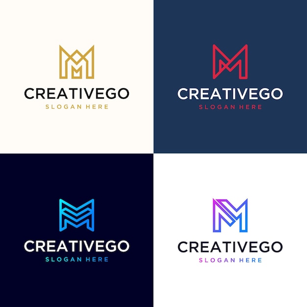 Conjunto de gráficos vectoriales de plantilla de diseño de logotipo de letra M