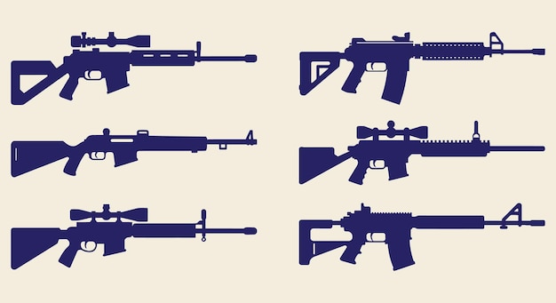 Vector conjunto de gráficos vectoriales de rifle