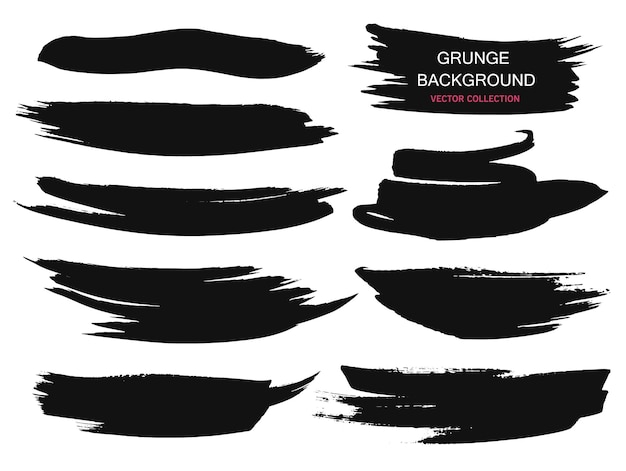 Conjunto de grandes elementos grunge Pruebas de pincel banderas bordes salpicaduras salpicadures Ilustración vectorial