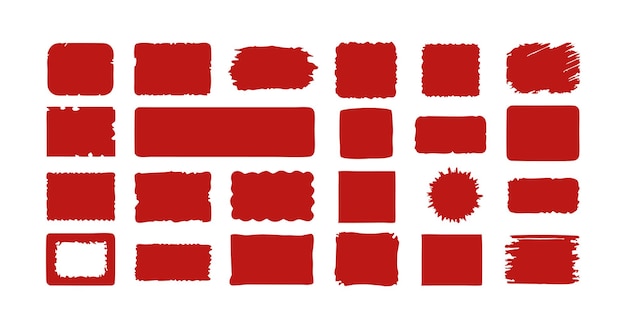 Conjunto de Grunge Brush Stroke Shapes Vector de mano negra sobre fondo blanco
