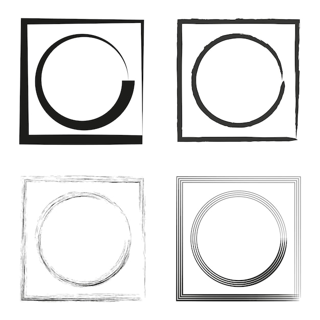 Conjunto, de, grunge, círculo, cepillo, vector, ilustración, eps, 10, imagen de archivo