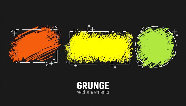 Vector conjunto de grunge dibujo a mano trazos de pincel.