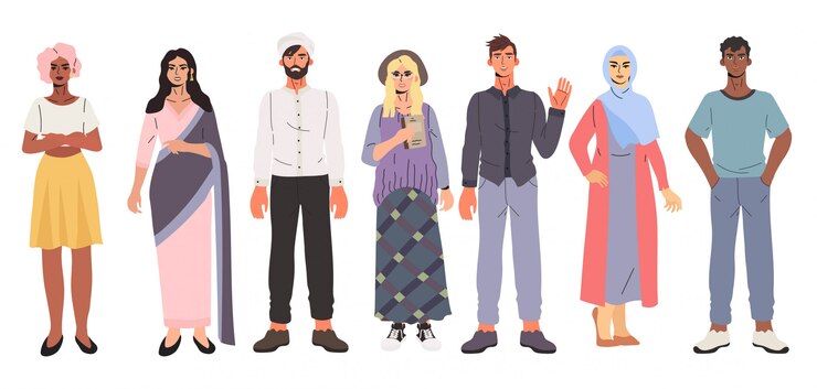 Conjunto de grupo multicultural multiétnico de personas diversas.