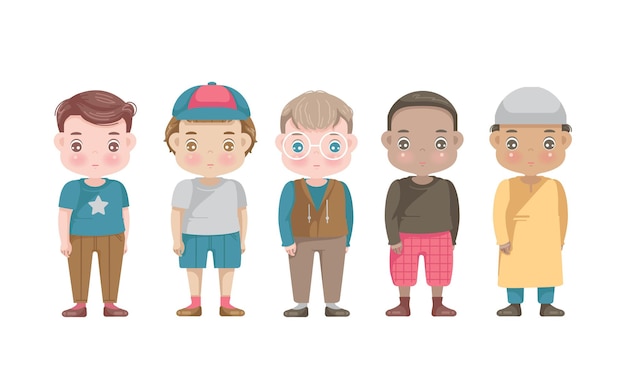 Vector conjunto de grupo de personajes de niños.