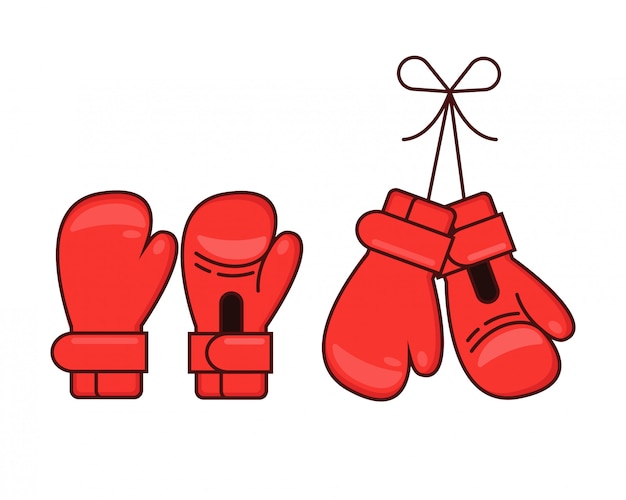 Conjunto de guantes de boxeo rojo de dibujos animados