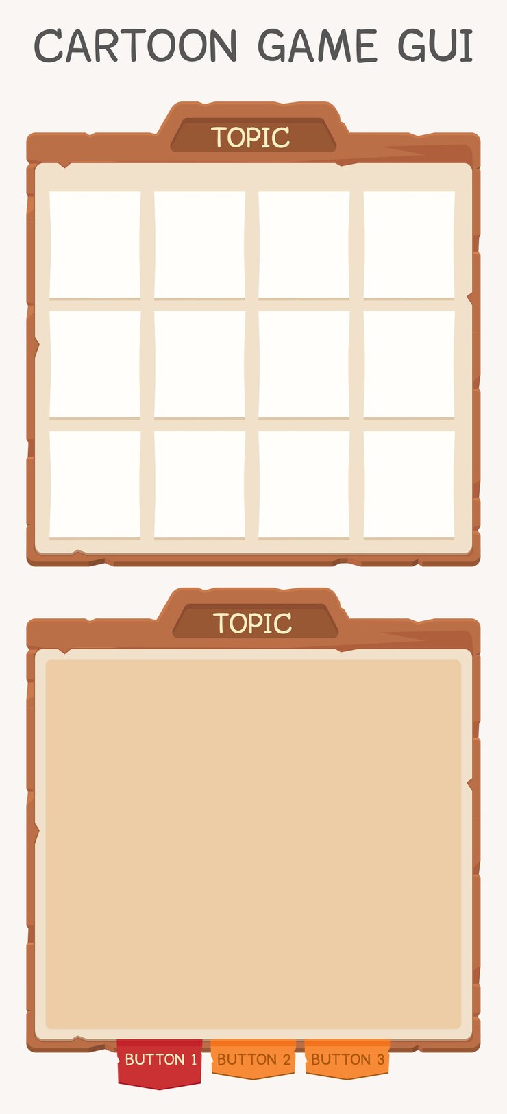 Vector conjunto de gui de juego de dibujos animados