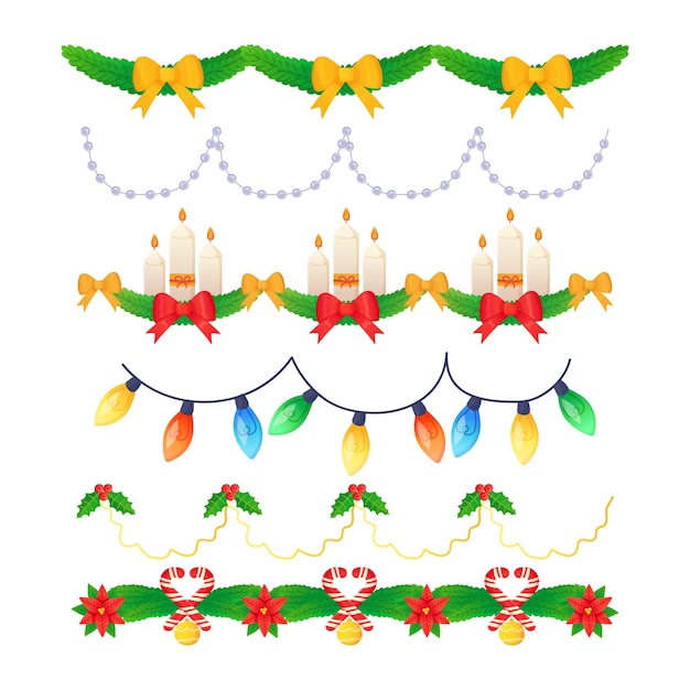Conjunto de guirnalda adornada de Navidad