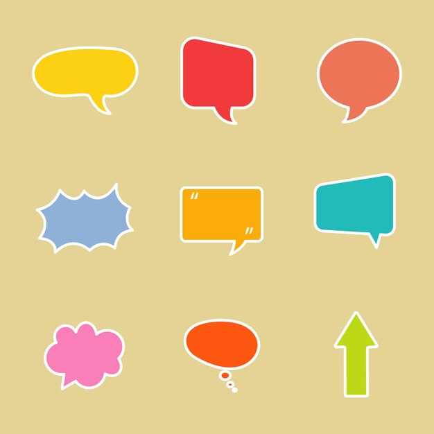 Conjunto de hablar burbuja texto cuadro de chat cuadro de mensaje esquema dibujos animados vector ilustración diseño