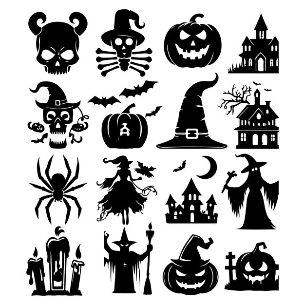 conjunto de Halloween bueno para íconos símbolos