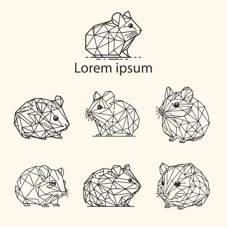 Vector conjunto de hamster abstract triángulo geométrico ilustración gráfica vectorial poligonal