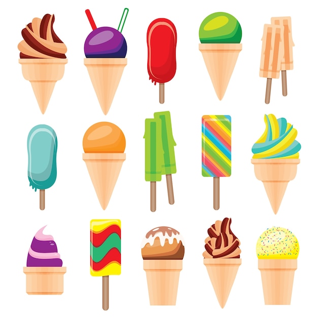 Conjunto de helado aislado sobre fondo blanco.