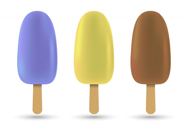 Conjunto de helado de paleta aislado