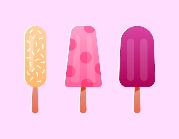 Conjunto de helados de frutas colección de pegatinas de helados congelados de verano postre dulce