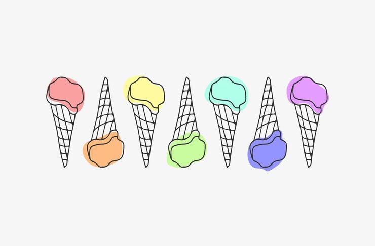 Un conjunto de helados en la ilustración de vector de fondo