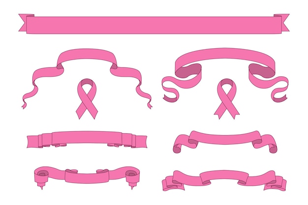 Vector conjunto de hermosos estandartes de cinta rosa para tu diseño