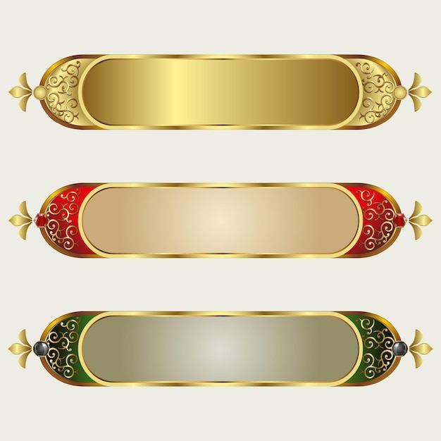 Conjunto de hermosos marcos de diferentes tonos con un borde dorado y lugar para texto