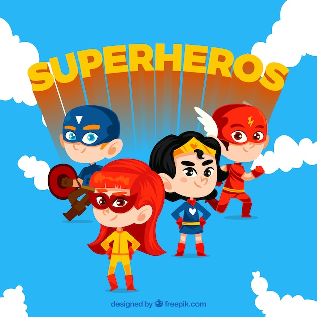 Conjunto héroe de dibujos animados