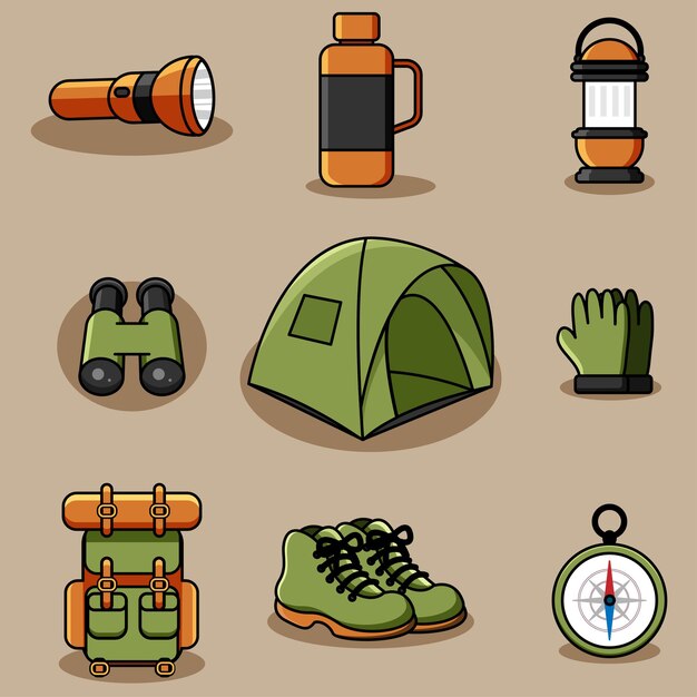 conjunto de herramientas de camping