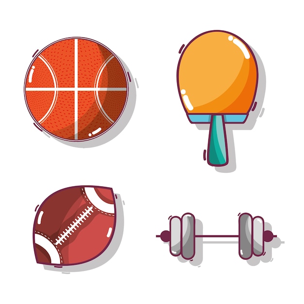 Conjunto de herramientas de diferentes juegos de deportes