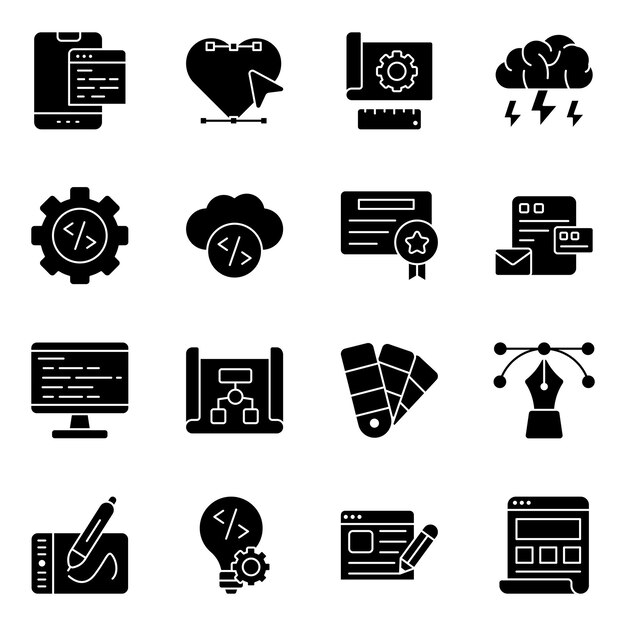 Conjunto de herramientas de diseño Iconos sólidos