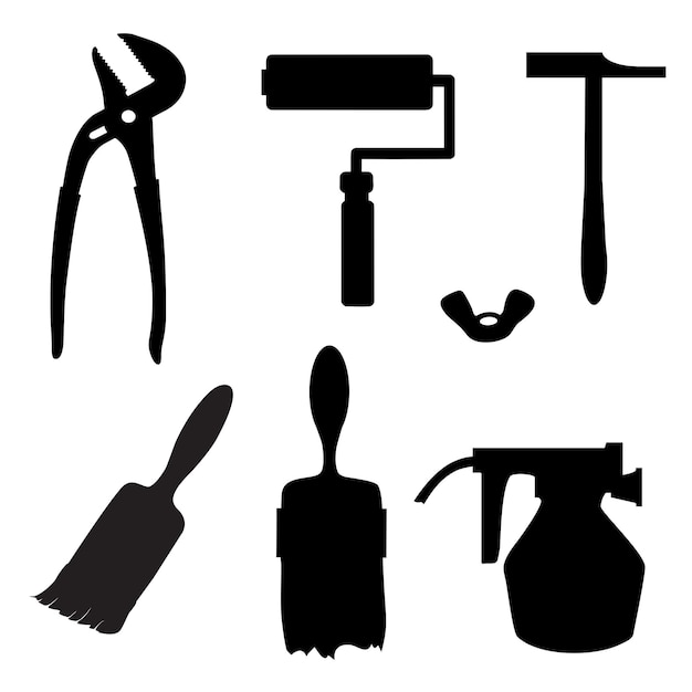 Vector conjunto de herramientas de equipo de ingeniería de constructor retro