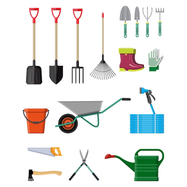 Conjunto de herramientas de jardinería. Equipo para jardín