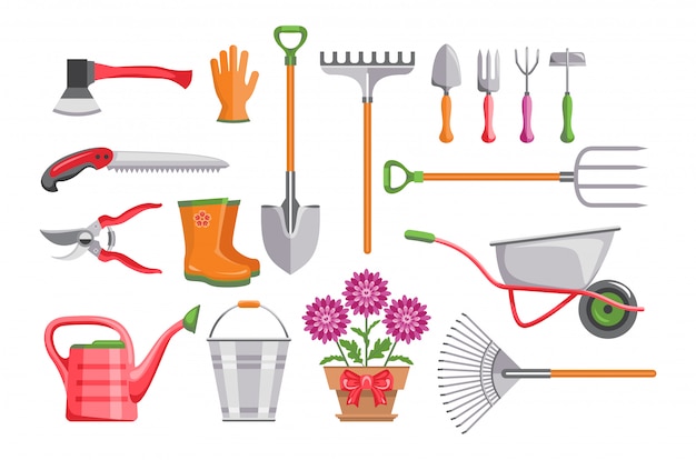 Conjunto de herramientas de jardinería.