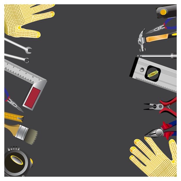 Conjunto de herramientas de mano icono vector de diseño plano
