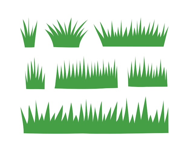 Conjunto de hierba verde aislada sobre fondo blanco