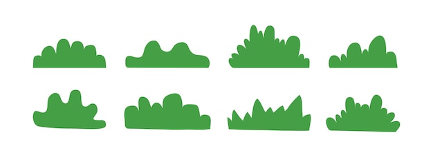 Conjunto de hierba verde aislado sobre fondo blanco