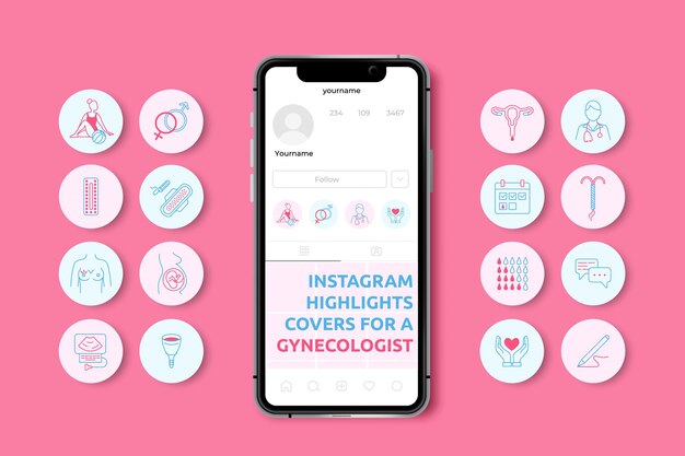 Conjunto de historias destacadas de redes sociales