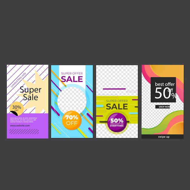 Conjunto de historias de Instagram venta de banner fondo plantilla de foto de Instagram primavera y verano venta d