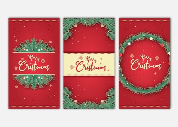 Vector conjunto de historias navideñas de instagram