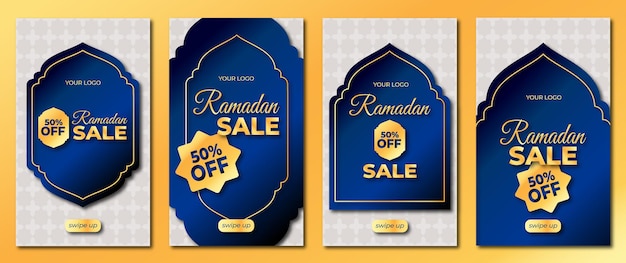 Conjunto de historias de redes sociales de venta de ramadán