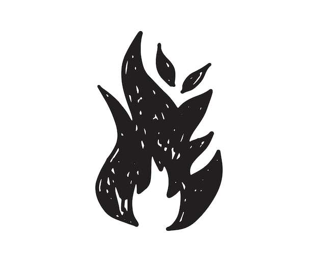 Conjunto de hoguera, ilustración dibujada a mano, llama, quema.