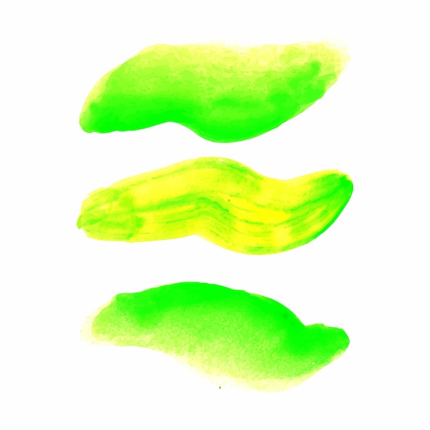 Conjunto de hojas de acuarela verde Trazo de pincel de mano