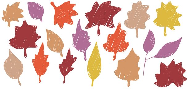 un conjunto de hojas de colores con un color marrón y púrpura en ellos