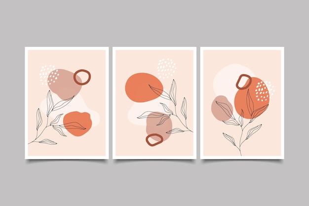conjunto de hojas modernas de arte de pared boho con colección de formas