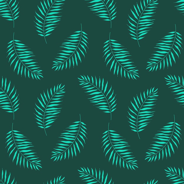 Conjunto de hojas de palma verde de patrones sin fisuras Ilustración vectorial plantas tropicales