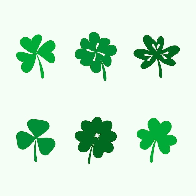 Vector conjunto de hojas de trébol para decoración en el día de san patricio