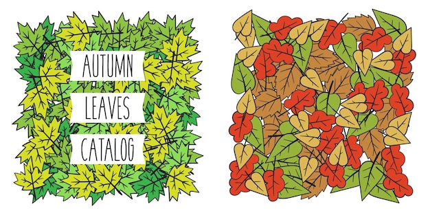 Conjunto de hojas de vectores de diseño mínimo de otoño de verano