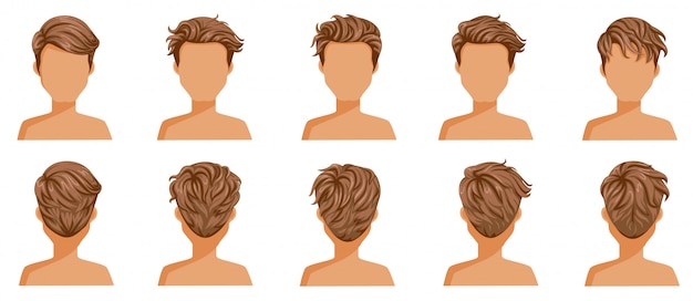 Vector conjunto de hombre de cabello soplado. pelo corto soplado de hombre.