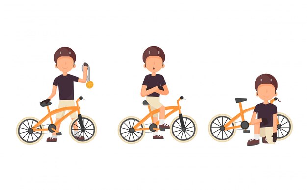 Conjunto de hombre de ciclismo. ciclista de carretera masculino. bicicleta urbana relajarse en el parque, hacer ejercicio, ir a trabajar