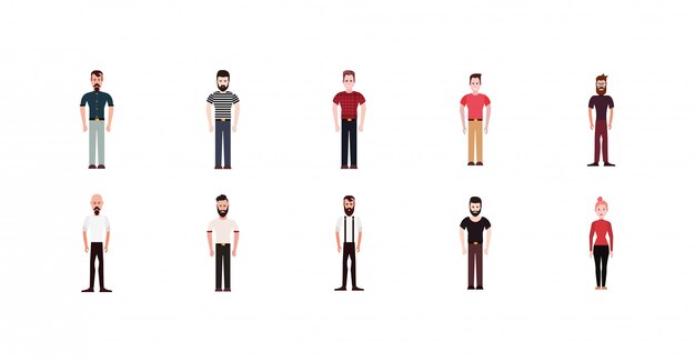 Conjunto de hombres y avatar de mujer