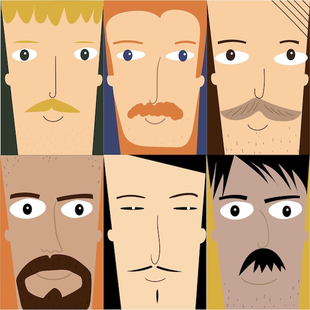 Vector conjunto de hombres con bigote para el concepto movember-november