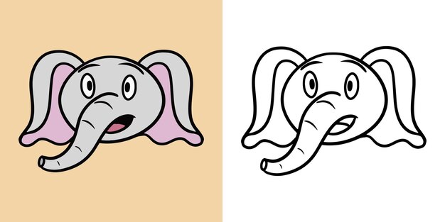 Conjunto horizontal de ilustraciones El pequeño elefante lindo se sorprende en el vector de estilo de dibujos animados