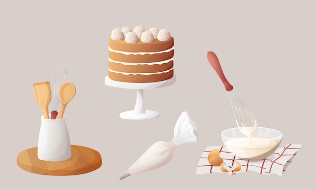 Conjunto de horneado Mezclador de pasteles o batida de crema decorar pasteles con crema de la bolsa de pastelería horneado p