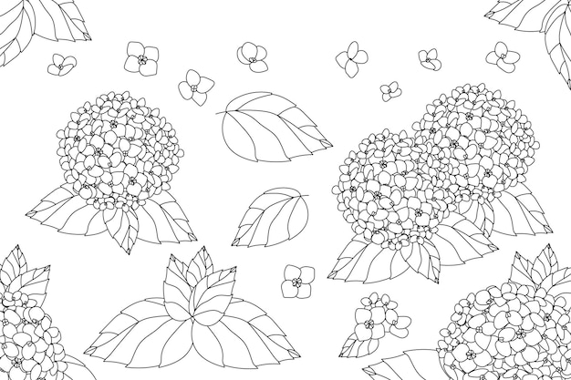 Vector conjunto de hortensias sobre fondo aislado