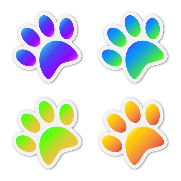 Vector conjunto de huellas de animales de colores.