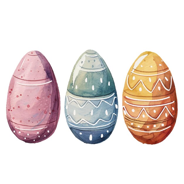 Vector conjunto de huevos de pascua de acuarela vectorial simple